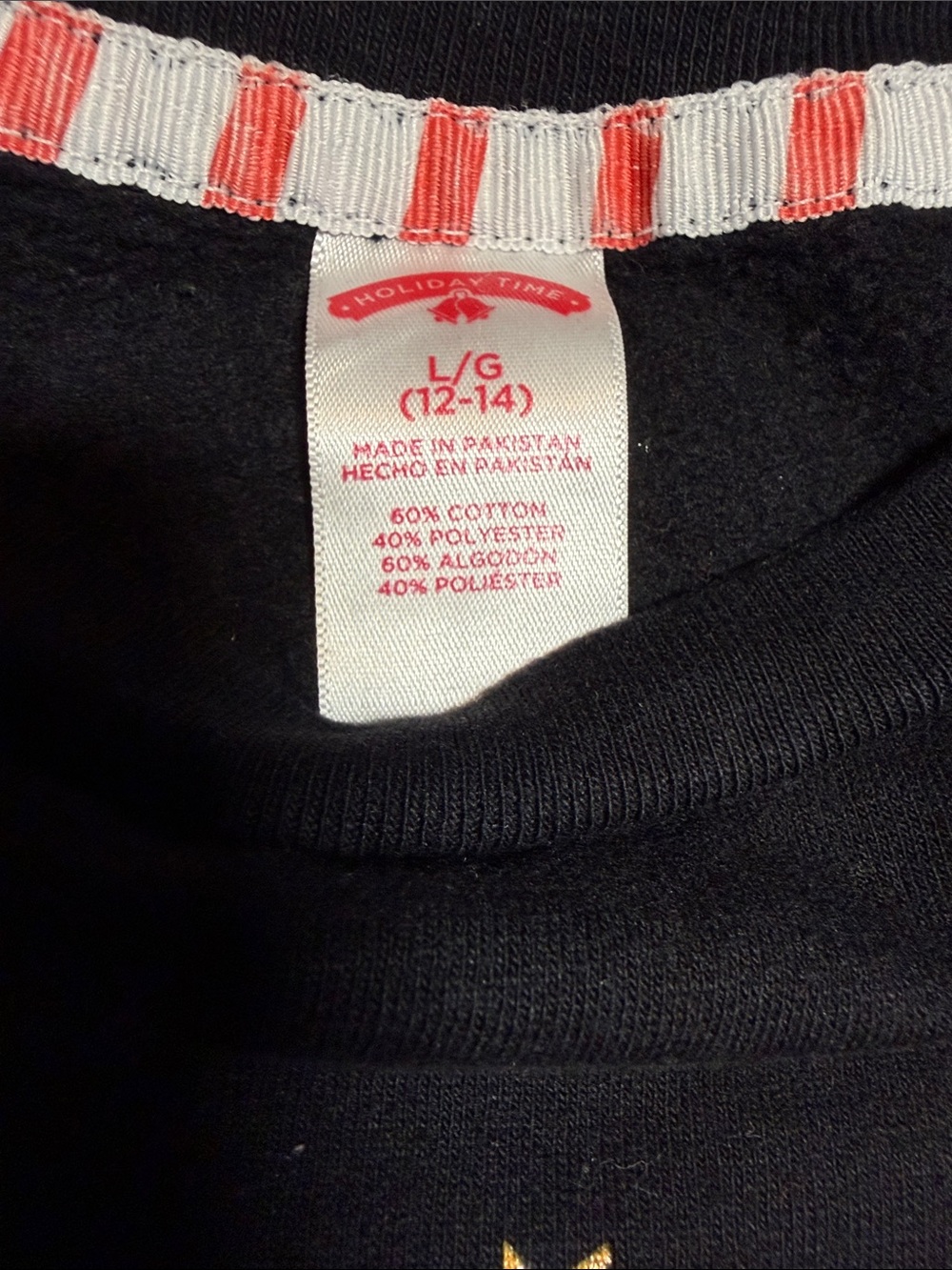 Holiday Time Black Crewneck Sweater with Santa ‘Believe’ Graphic - Picture 3 of 8